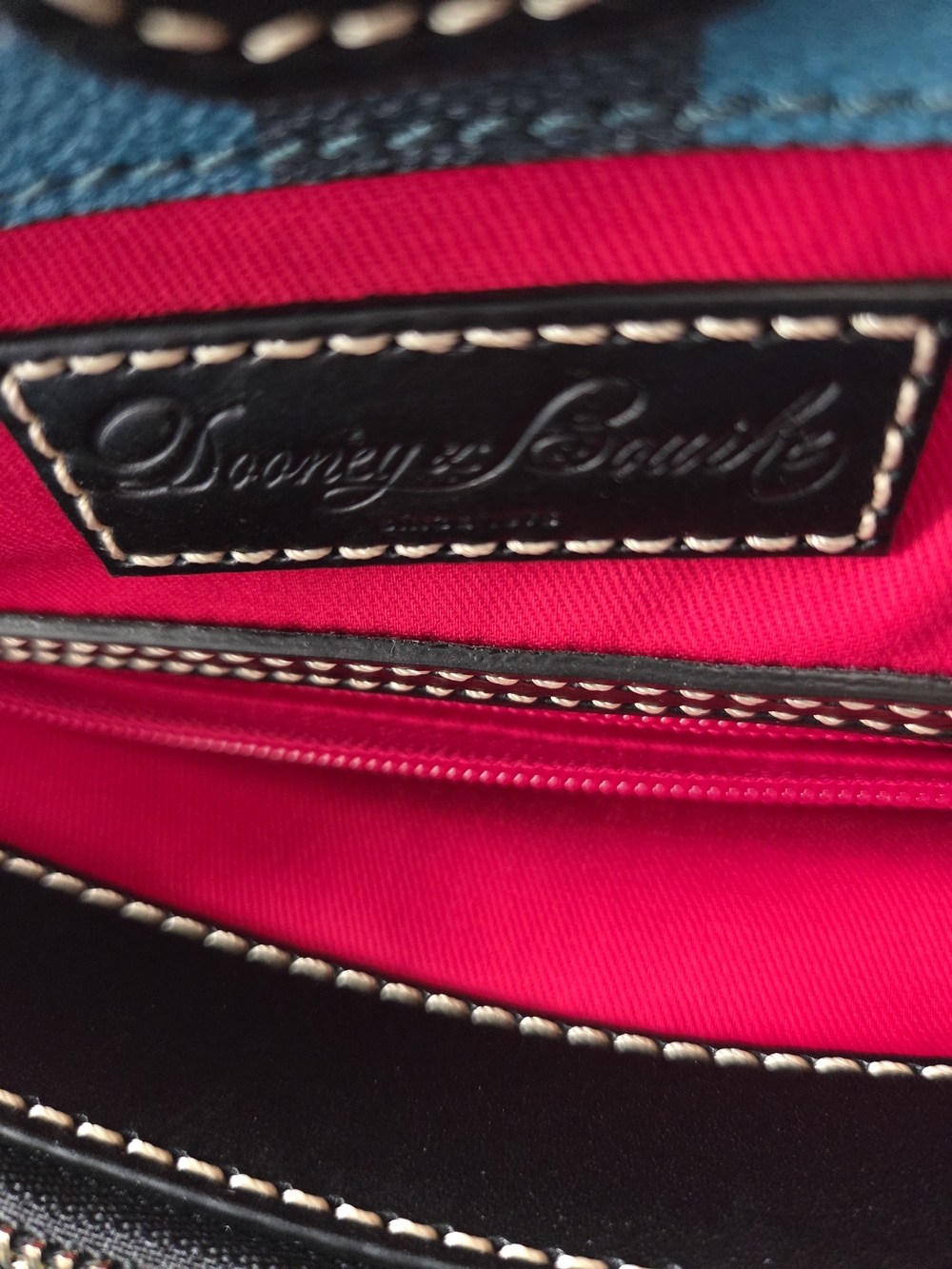 Dooney & Bourke Turquoise Checkered Tote Bag - Picture 4 of 4